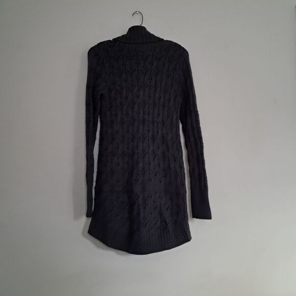 Nine West Jeans Sweater Tunic Women's Medium M Grey Cable Knit Snap Closure - Picture 7 of 11